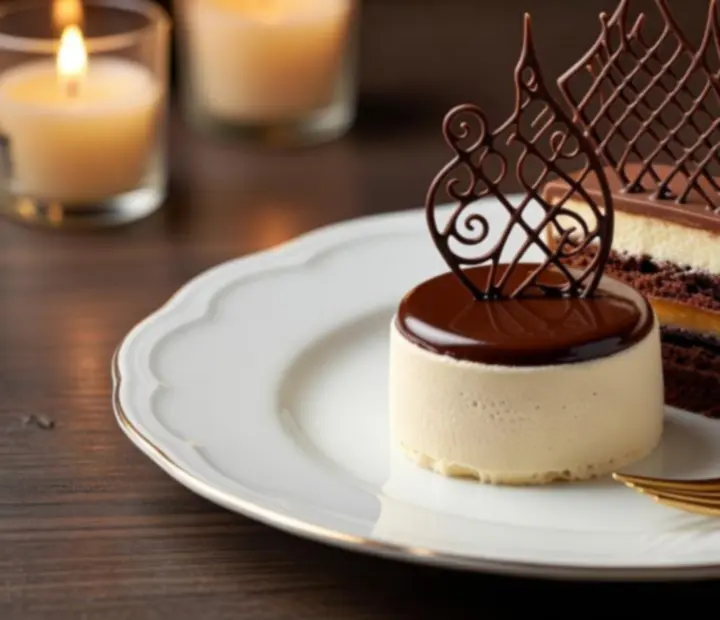 Művészien tálalt fine dining desszert