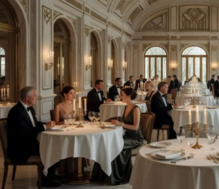 Elegáns, gyertyafényes éttermi enteriőr a Magyar Találkozóban