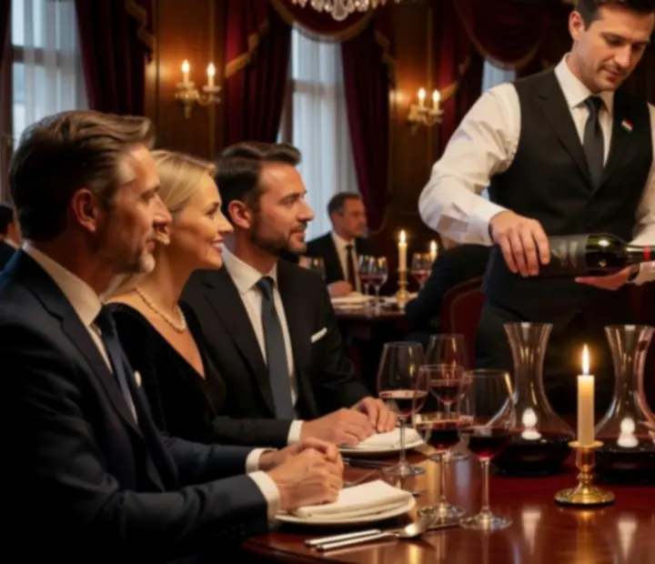 Prémium borkóstolás elegáns poharakkal és sommelier szervizzel.